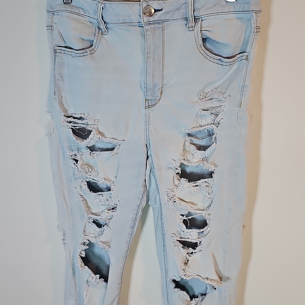 American Eagle Super Stretch Size 14 Light Wash High Rise Jeggings - Picture 1 of 8